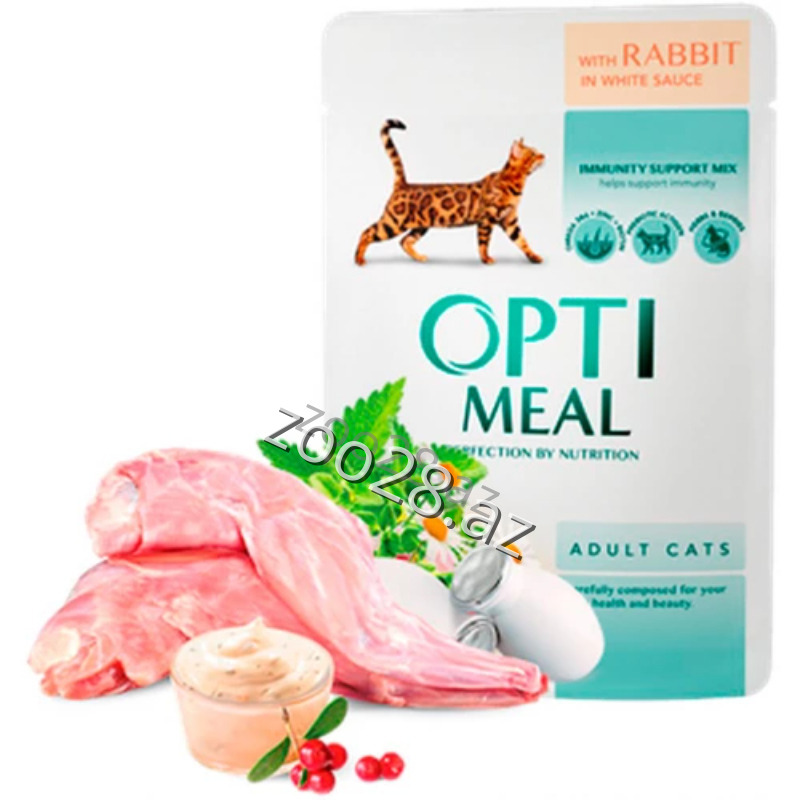Opti Meal Adult Cat Yetkin Pişiklər Üçün Dovşan Əti İlə,85 qr - Pişiklər - Şəkil 2